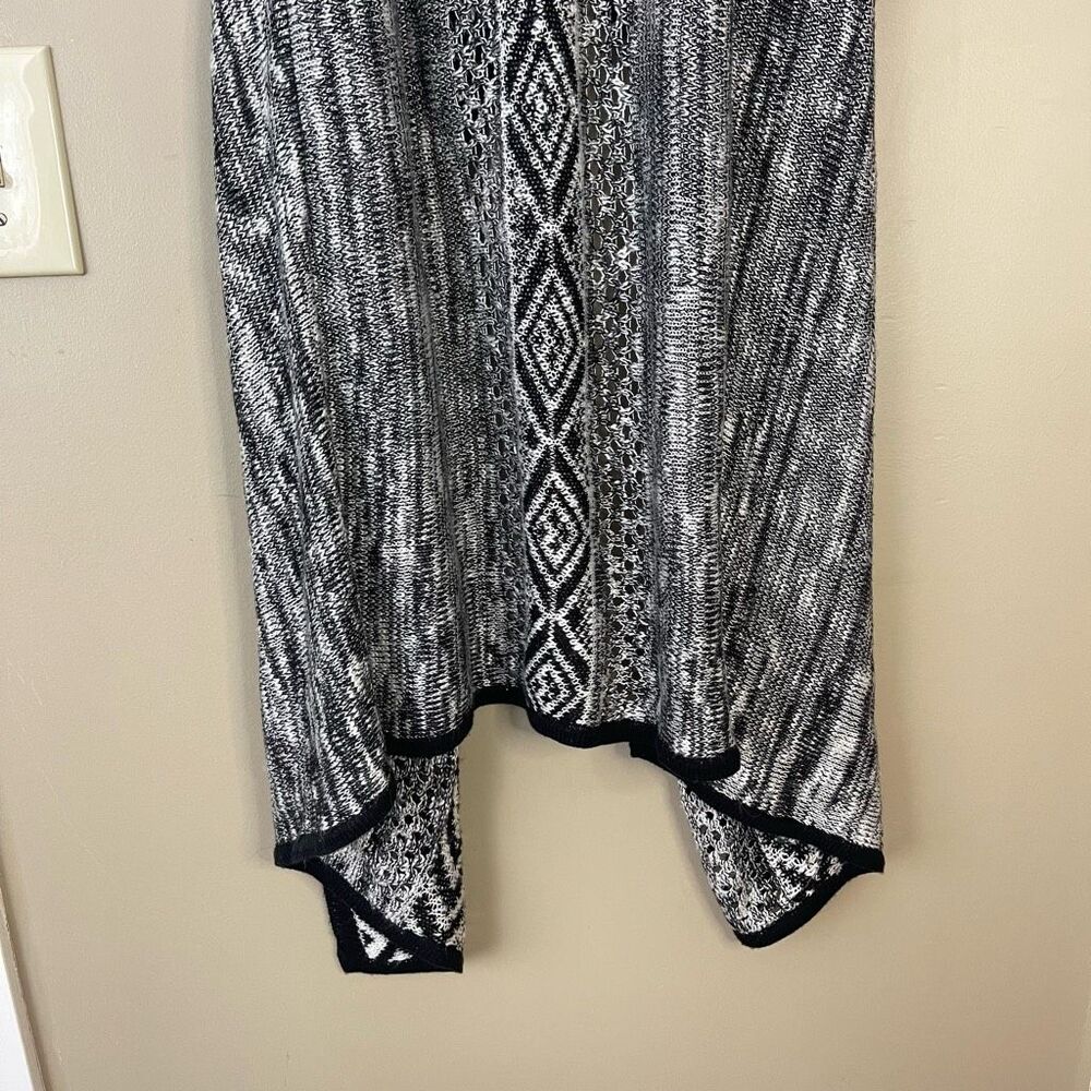 LAST CHANCE Absolutely Famous Black Grey White Waterfall Open Front Long Cardiga - Picture 13 of 13
